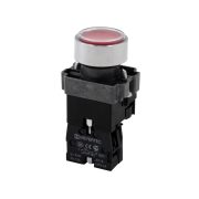 Кнопка плоская красная с подсветкой, 220V AC/DC, 1NС, IP67, металл