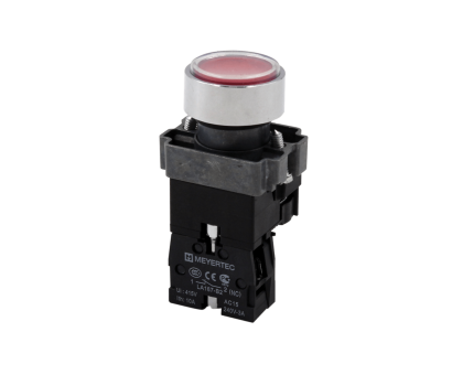 Кнопка плоская красная с подсветкой,  24V AC/DC, 1NС, IP67, металл