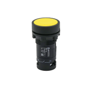 Кнопка плоская желтая с фиксацией, 1NO+1NC, IP54, пластик