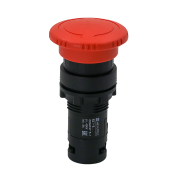 Кнопка грибовидная красная, возврат поворотом c фиксацией, Ø 40 мм,  1NC, IP54, пластик