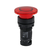 Кнопка грибовидная красная с подсветкой, Ø40 мм, 1NC, 24V AC/DC, IP54, пластик