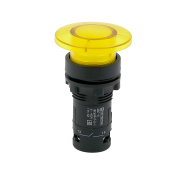Кнопка грибовидная желтая с подсветкой, Ø40 мм, 1NO, 24V AC/DC, IP54, пластик